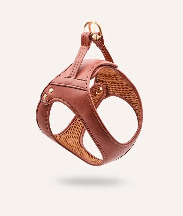 Harnais pour Chien en Cuir Vegan Marron Camel – Jala