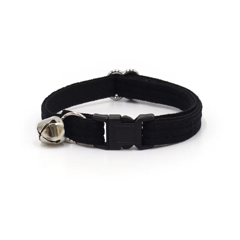 Collier Chat Anti-Étranglement Velours Côtelé Noir