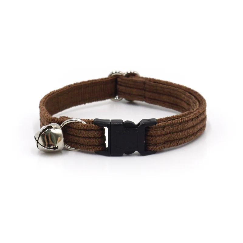 Collier Chat Anti-Étranglement Velours Côtelé Chocolat