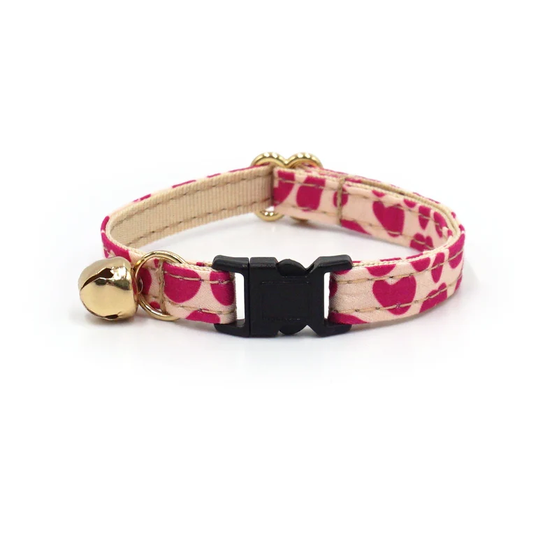 Collier Chat Anti-Étranglement Coton Léopard Rose