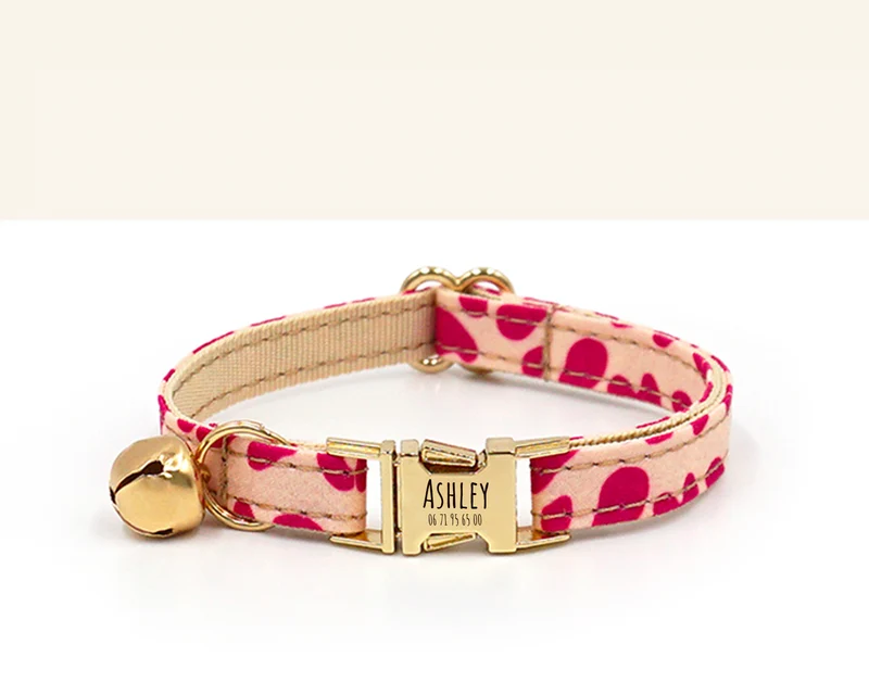 Collier Chat Personnalisé Léopard Rose