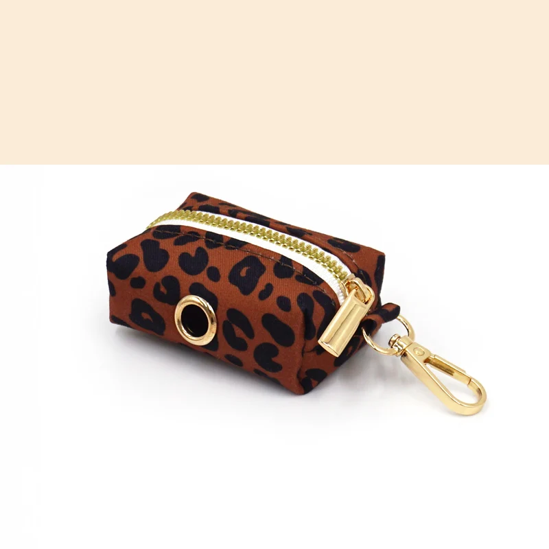 Pochette sac à crotte Coton Léopard Châtaigne
