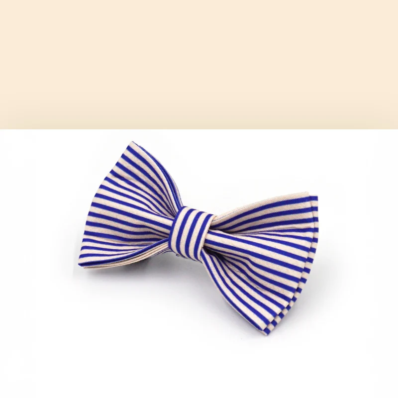 Noeud Papillon Coton Rayé Bleu