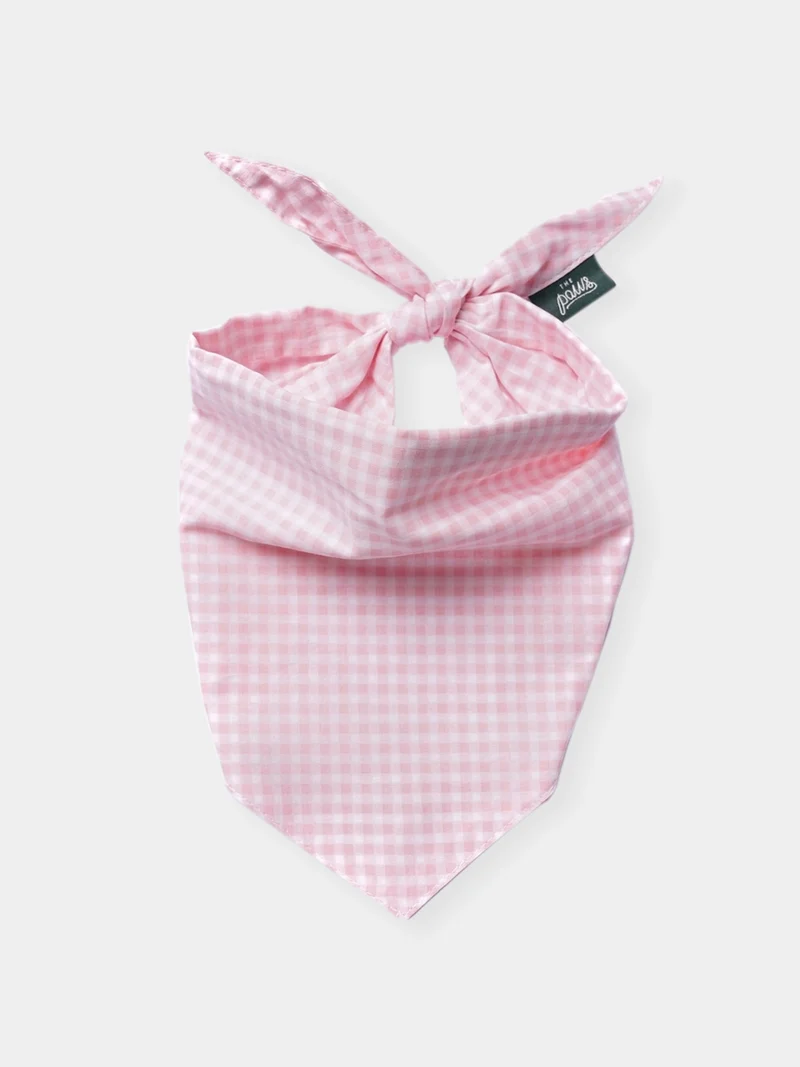 Bandana pour chien - Gingham Baby Pink - The Paws