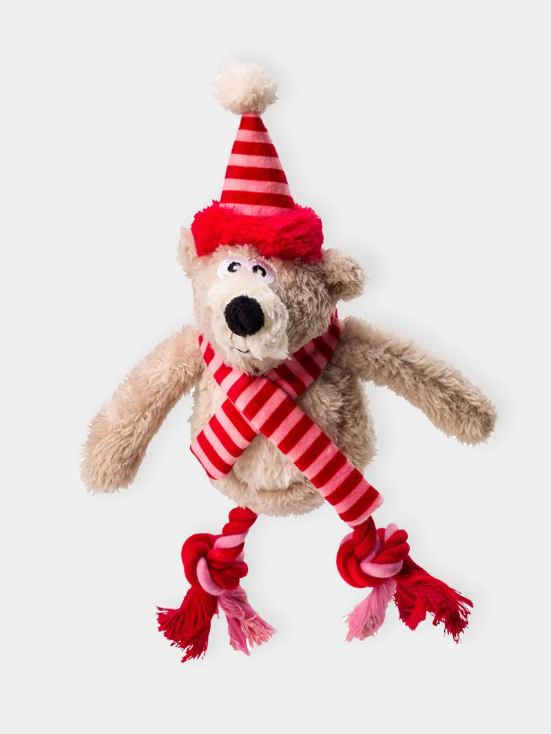 Peluche de Noël pour chien - Ours en écharpe - House of Paws