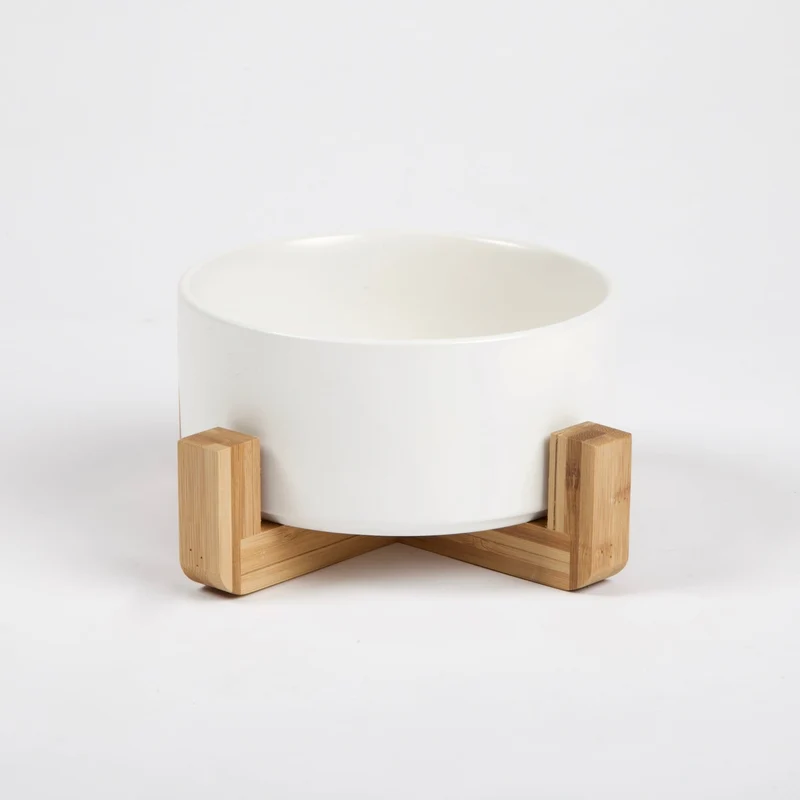 Gamelle avec support en bois (blanc)