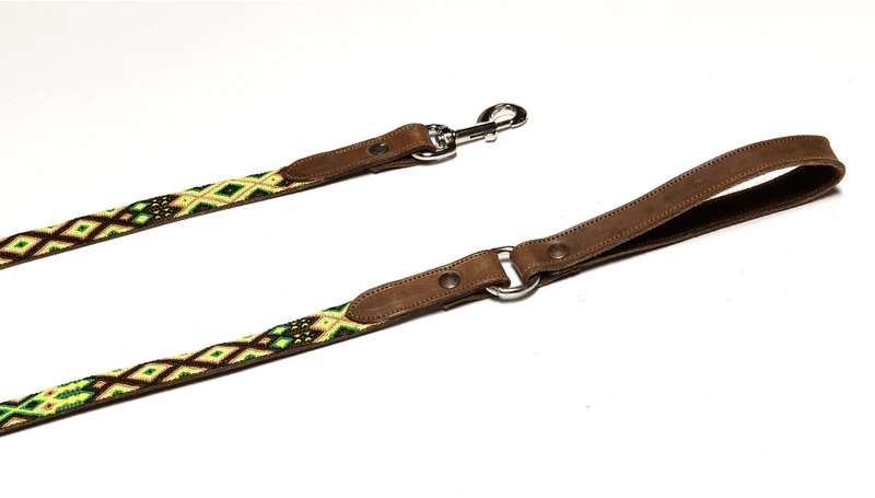 Laisse en cuir brodé pour chien Palenque