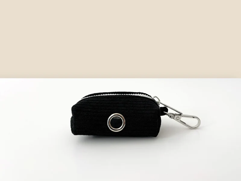 Pochette sac à crotte Velours Côtelé Noir