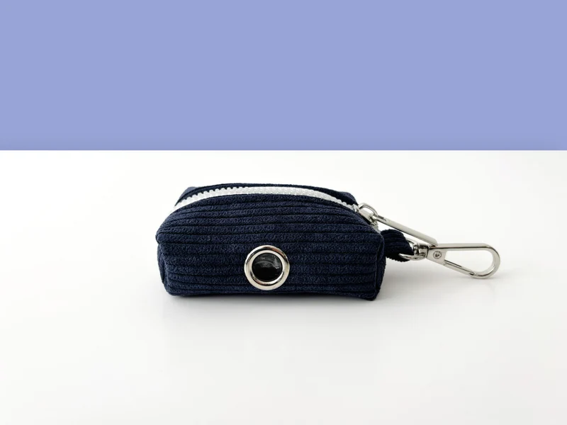 Pochette sac à crotte Velours Côtelé Bleu Marine