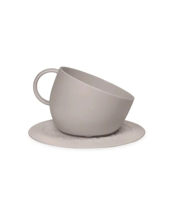 Gamelle pour chien Design : Grand bol tasse écologique Taupe + Tapis antidérapant