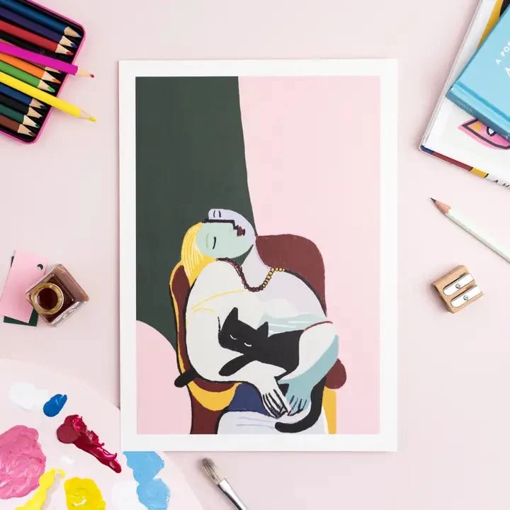 Affiche "Picatso Cat Lady" - Portrait de chat artistique par Niaski