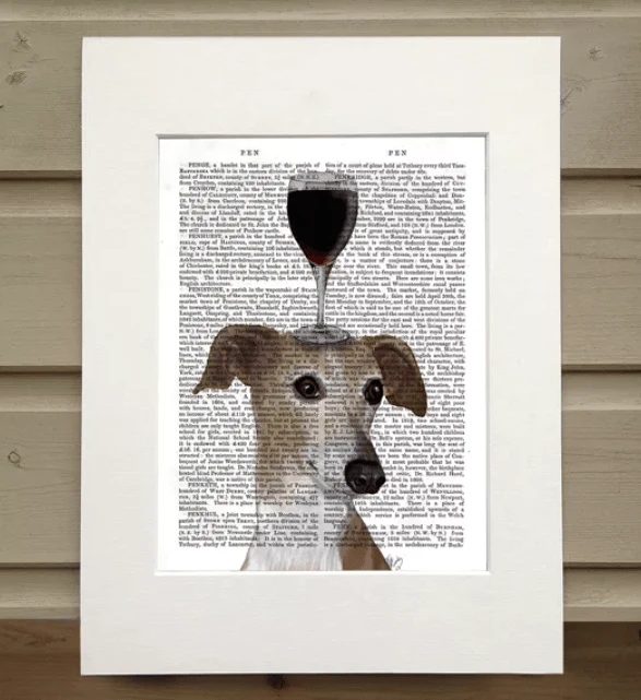 Lévrier Dog au vin - Illustration d'art pour décoration murale