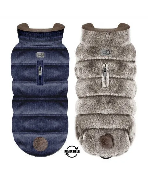 Doudoune réversible Aksel – Fourrure & velours chic pour chien