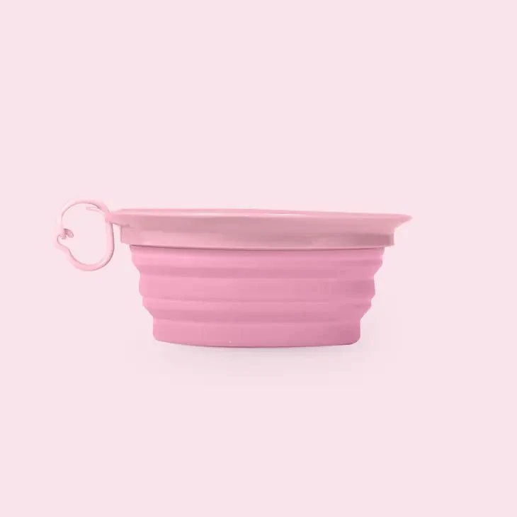 Gamelle de voyage pour chien pliable Rose (250ml)