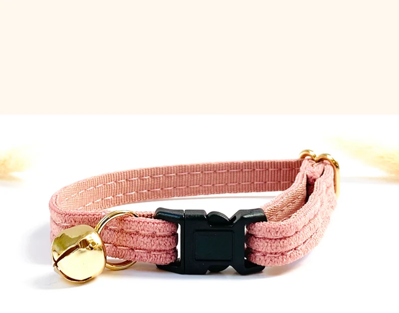 Collier Chat Anti-Étranglement Velours Côtelé Rose