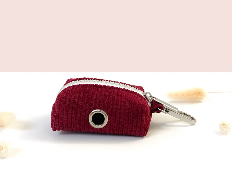 Pochette sac à crotte Velours Côtelé Bordeaux