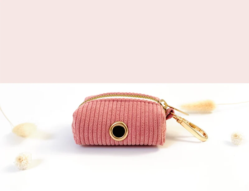 Pochette sac à crotte Velours Côtelé Rose
