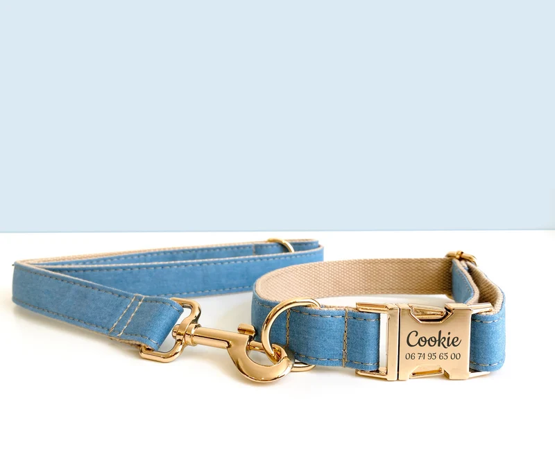 Laisse Chien Coton Bleu Jean