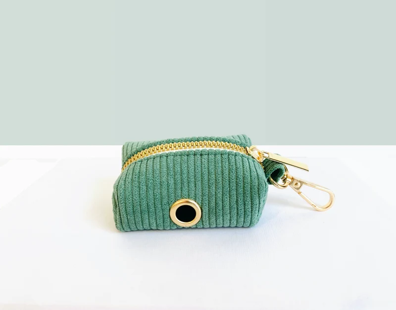 Pochette sac à crotte Velours Côtelé Vert