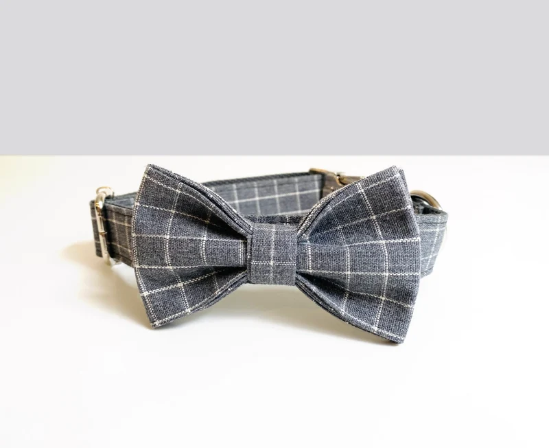 Noeud Papillon Coton Carreaux Gris