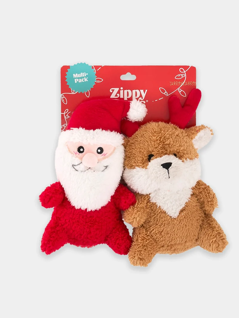 Duo de peluches pour chien - Cheeky Chumz - Père Noël 🎅 et Rennes
