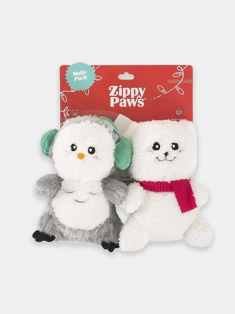 Duo de peluches pour chien - Cheeky Chumz - Ours et Bonhomme de neige