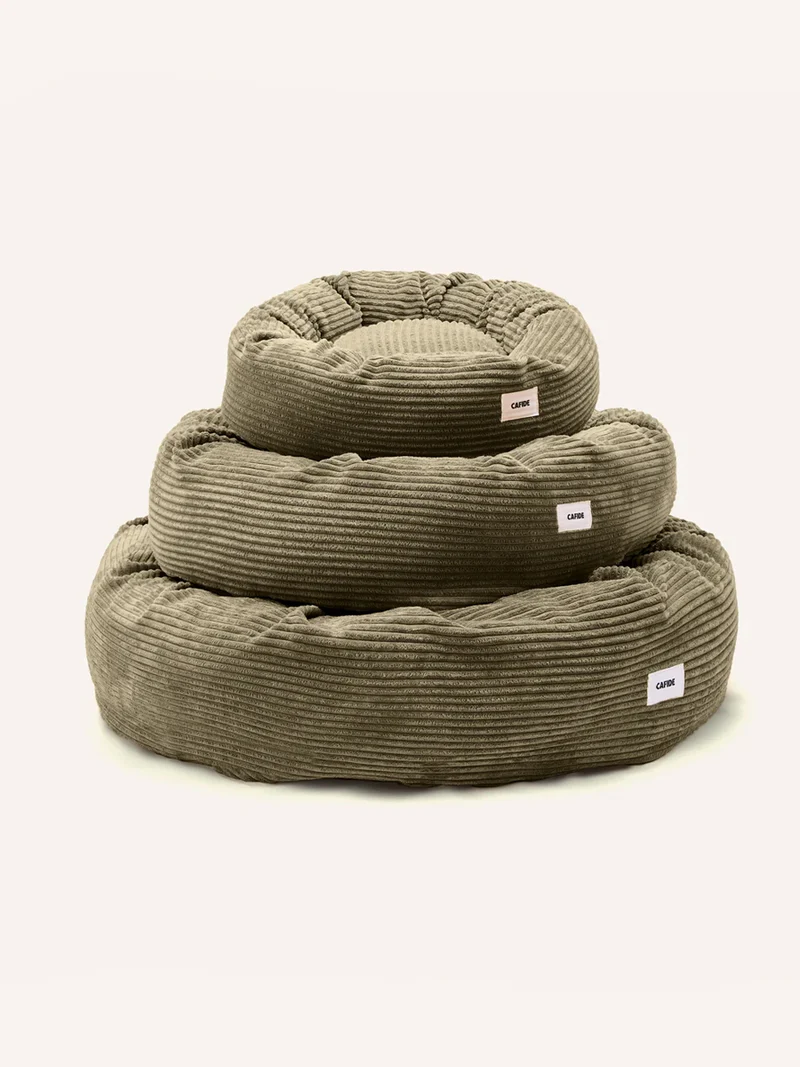 Panier rond pour chien Nuba - Velours côtelé vert - Cafide