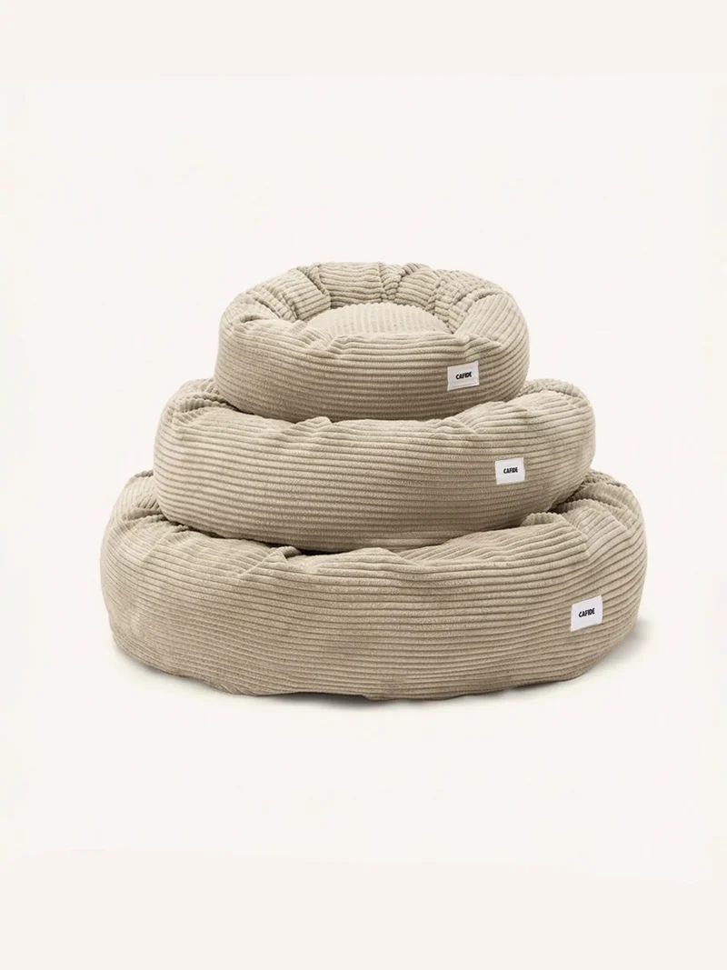 Panier rond pour chien Nuba - Velours côtelé beige - Cafide