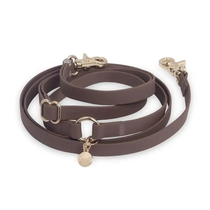 Laisse multipositions imperméable pour chien Marron Espresso – Sunny Tails