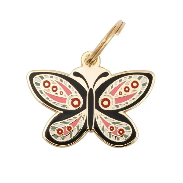 Médaille gravée pour chien personnalisable Papillon