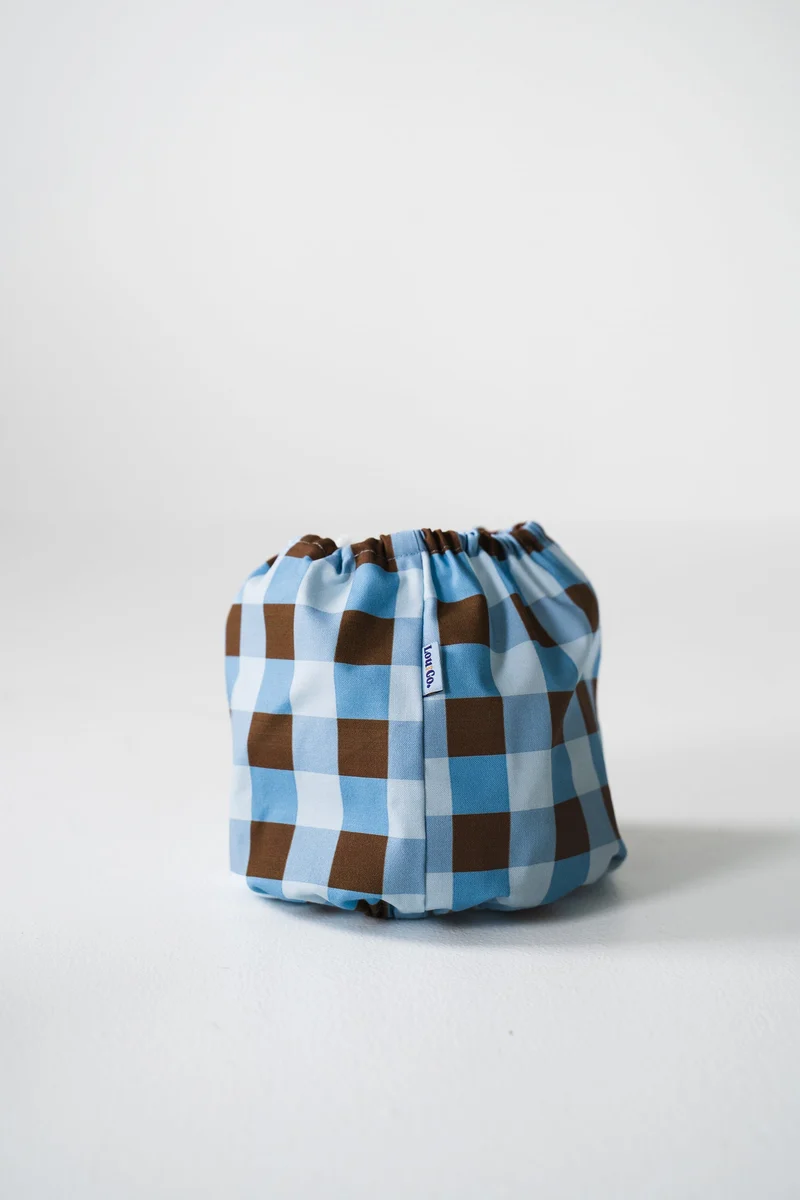 SNOOD EN COTON - Carreaux bleus et marrons