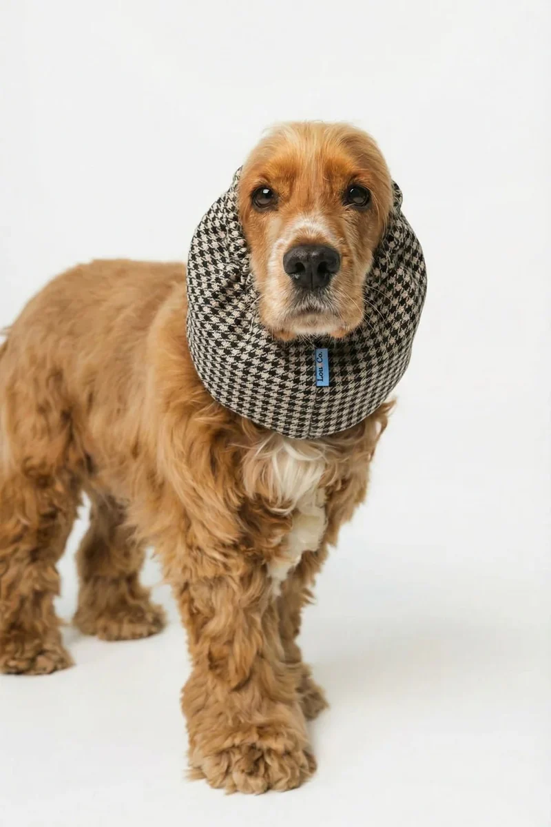 Snood en coton pour chien vichy – oreilles propres & charme chic