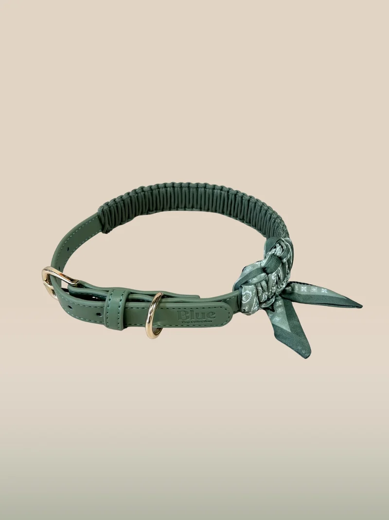COLLIER BANDANA EN SIMILICUIR - Kaki