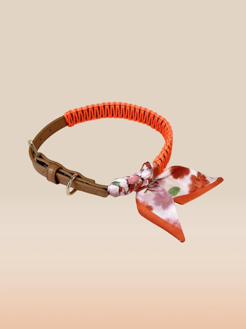 COLLIER BANDANA EN SIMILI CUIR - Marron