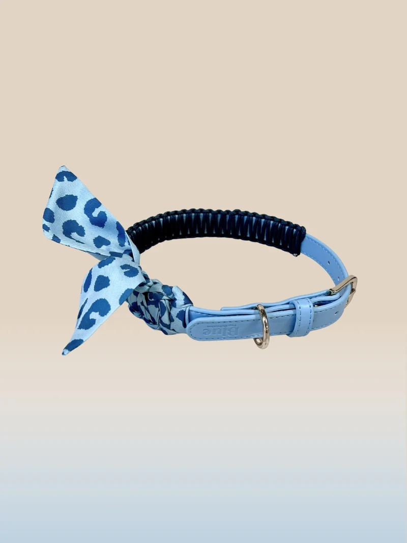 COLLIER BANDANA SIMILI-CUIR - Bleu