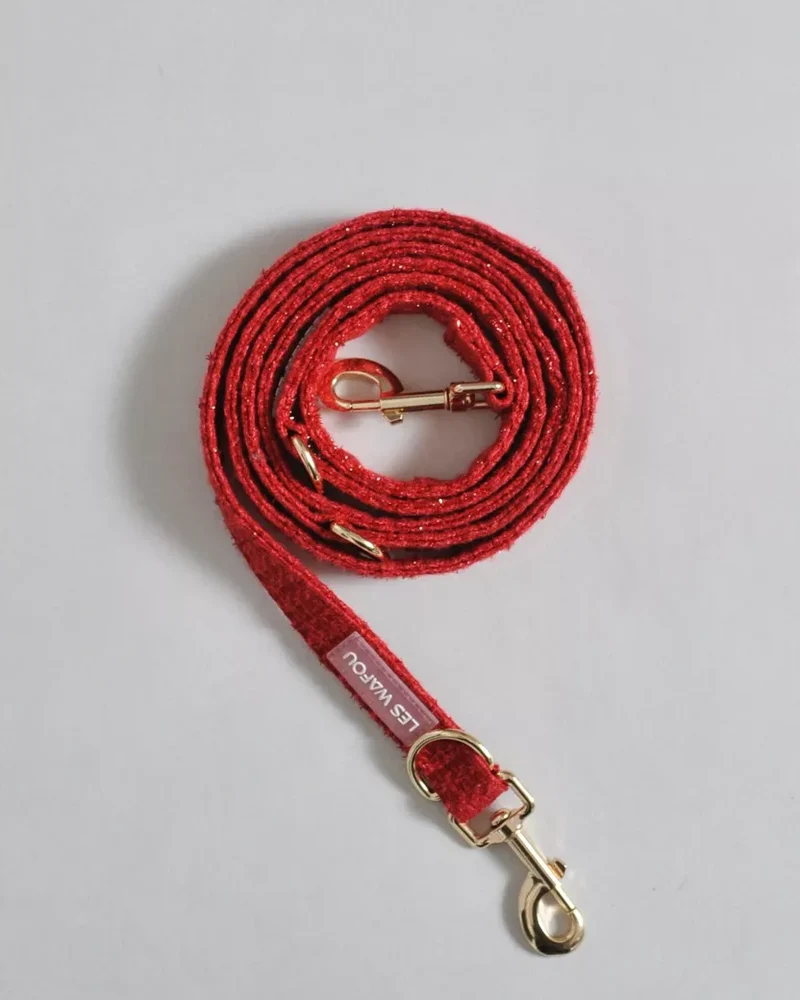 LAISSE MULTIPOSITION EN TWEED - Rouge