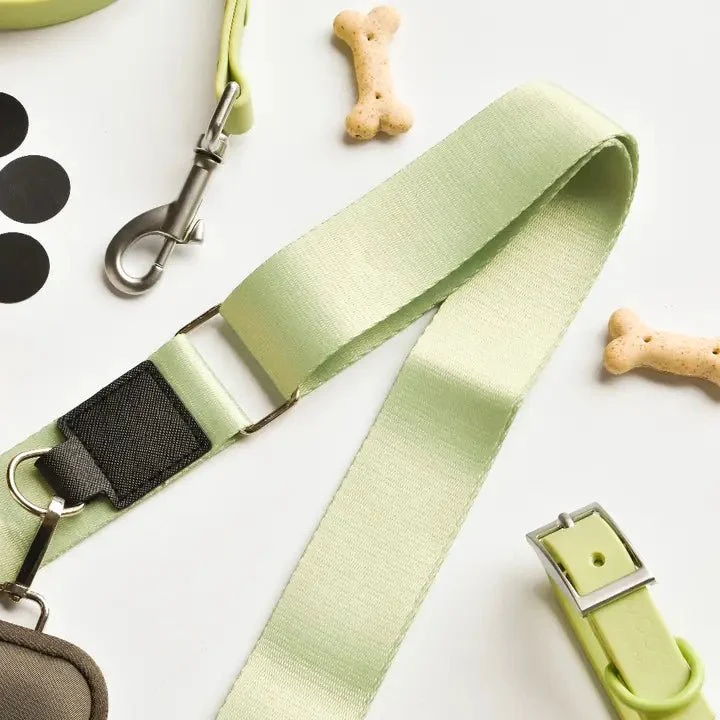 Bandoulière sac de promenade chien vert pastel matcha
