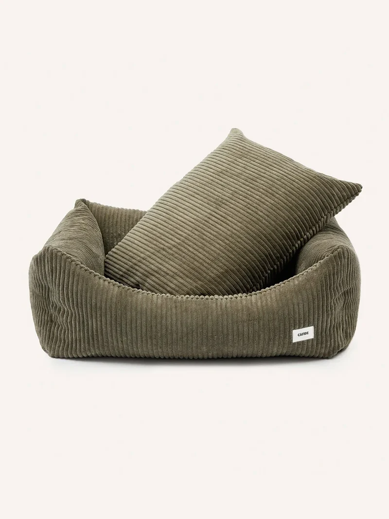 Panier pour chien Snozy - Velours côtelé vert - Cafide