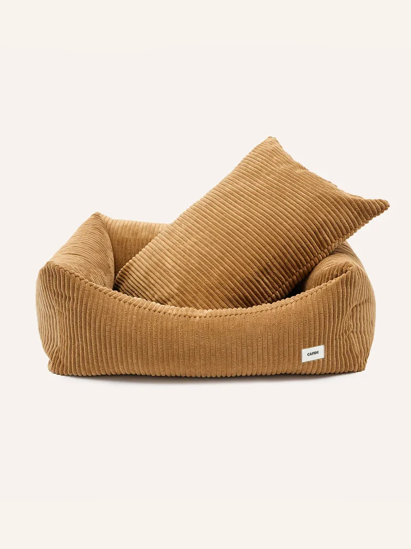 Panier pour chien Snozy - Velours côtelé moutarde - Cafide