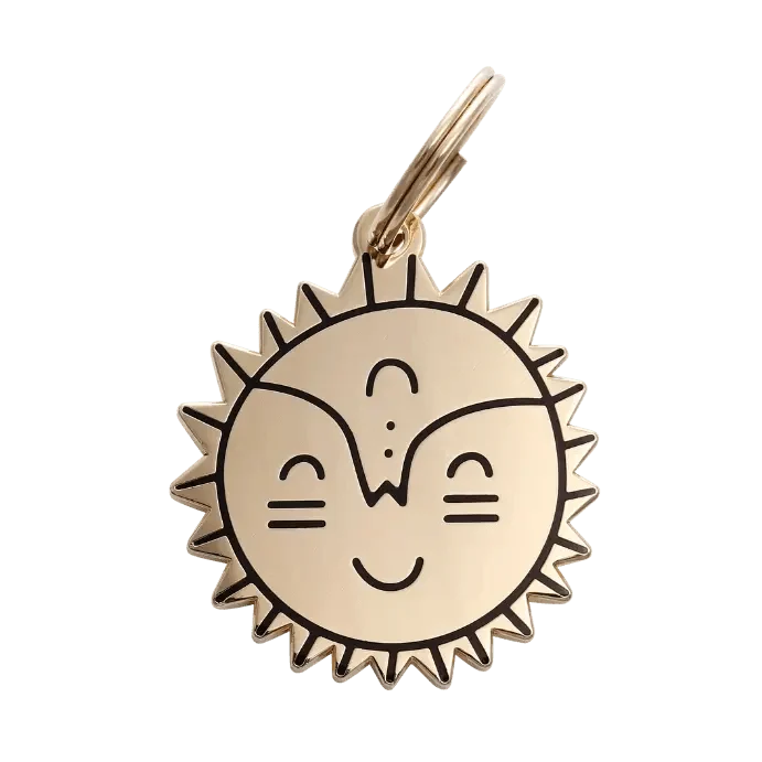 Médaille gravée pour chien personnalisable Soleil Souriant