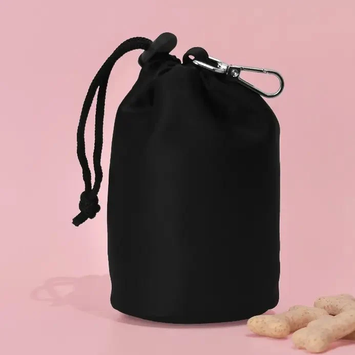 Pochette à friandises pour chien à cordon – Noir uni chic & pratique