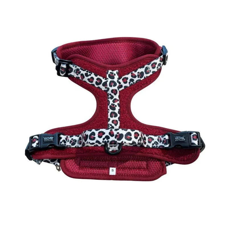 Harnais Comfy Teddy Bordeaux & Léopard – anti-traction cosy